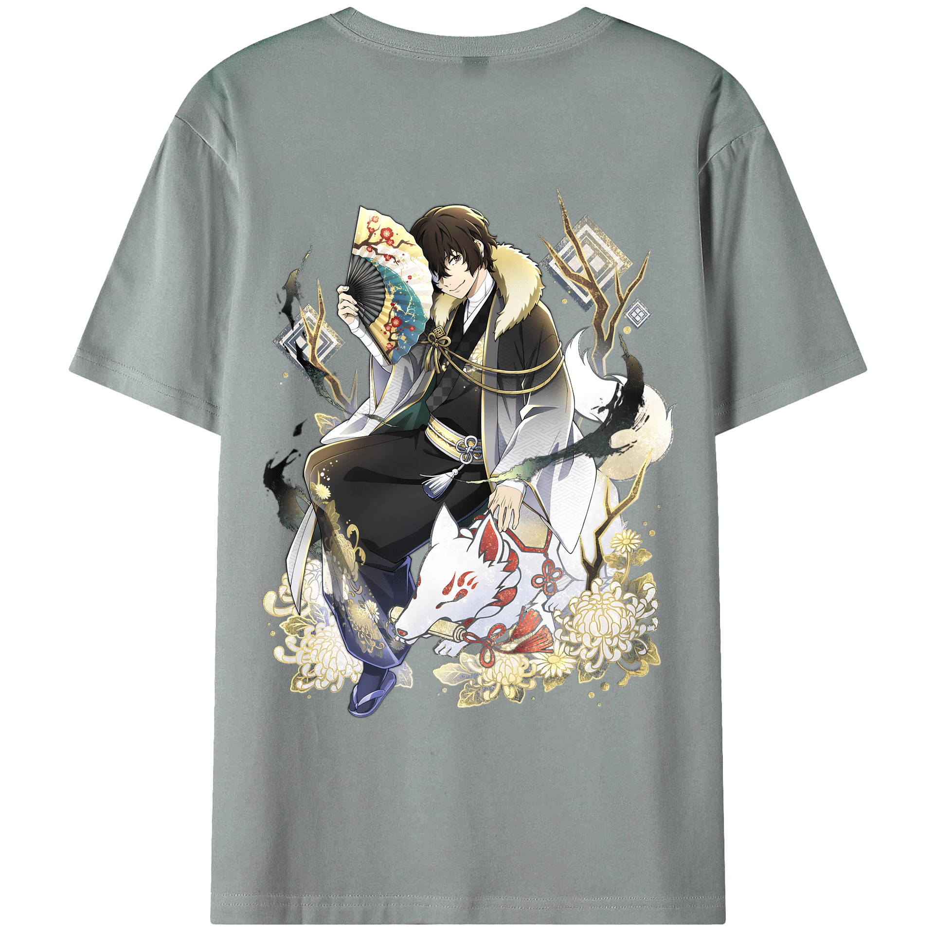 文豪ストレイドッグス Bungo Stray Dogs 綿100％ メンズ半袖Tシャツ（バックプリント） 通気性